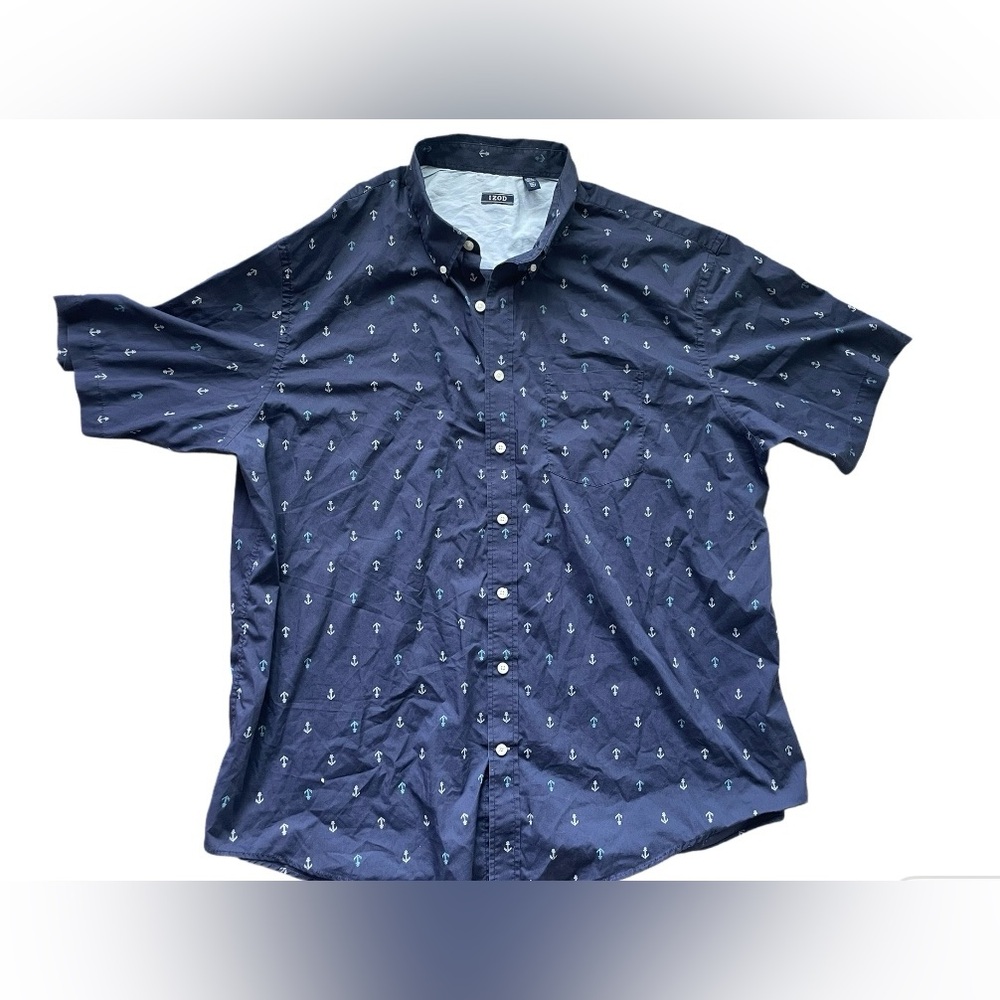 Izod Big & Tall Blue Casual Button Down Shirt